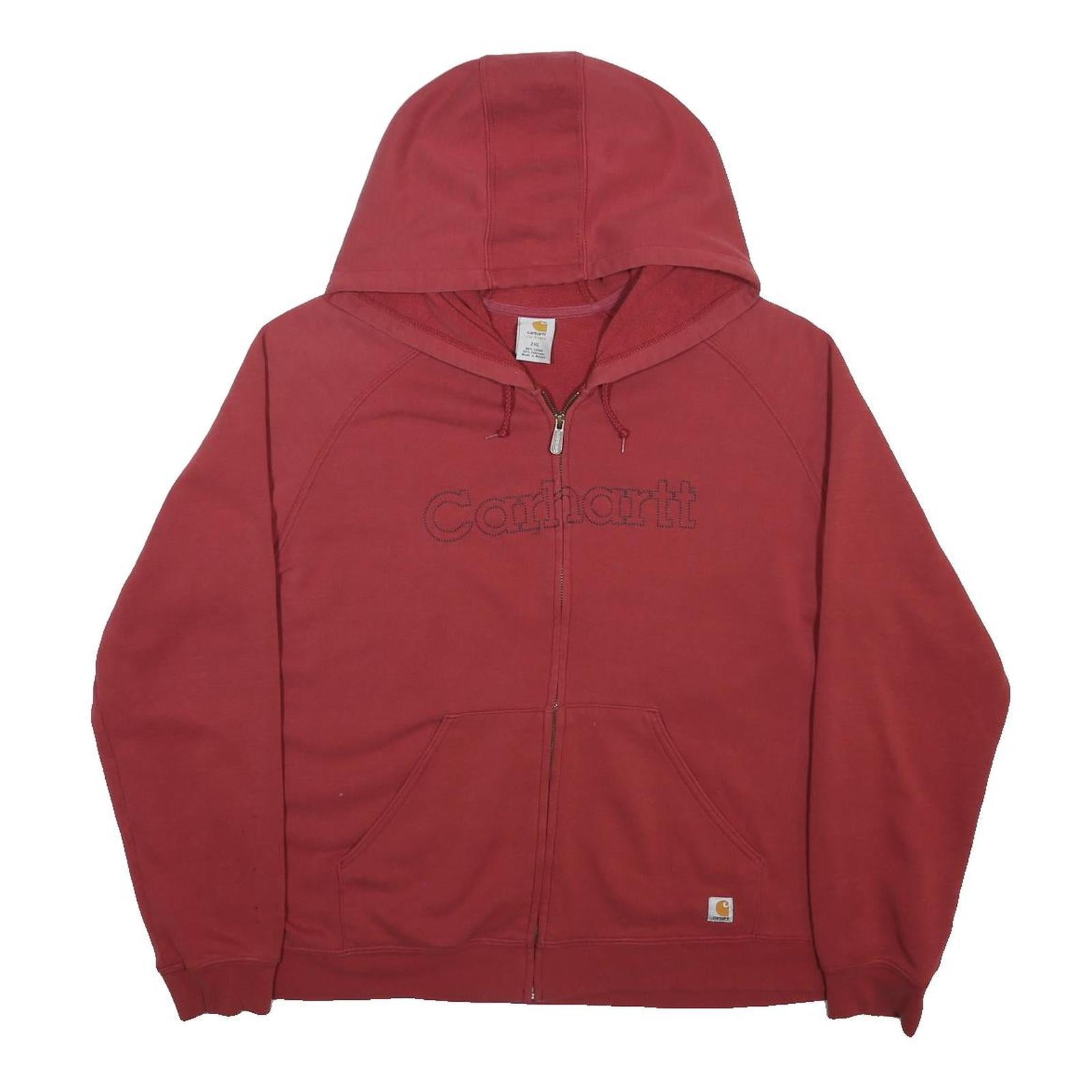 CARHARTT Womens Red 2XL Zip-Up Hoodie Cotton Blend Casual Sweatshirt