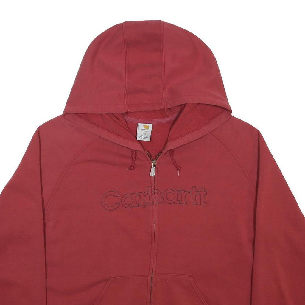 CARHARTT Womens Red 2XL Zip-Up Hoodie Cotton Blend Casual Sweatshirt