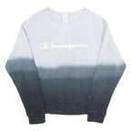 CHAMPION REVERSE WEAVE Womens Blue & Black Crew Neck S Ombre Fade Sweatshirt