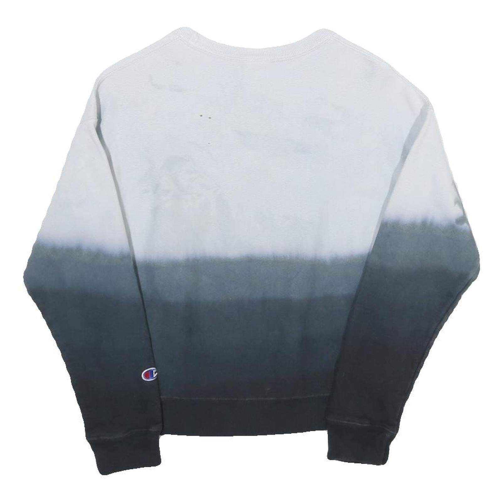CHAMPION REVERSE WEAVE Womens Blue & Black Crew Neck S Ombre Fade Sweatshirt