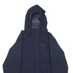 JACK WOLFSKIN Womens Navy Blue Jacket L Polyester Outdoor Zip Hooded Plain