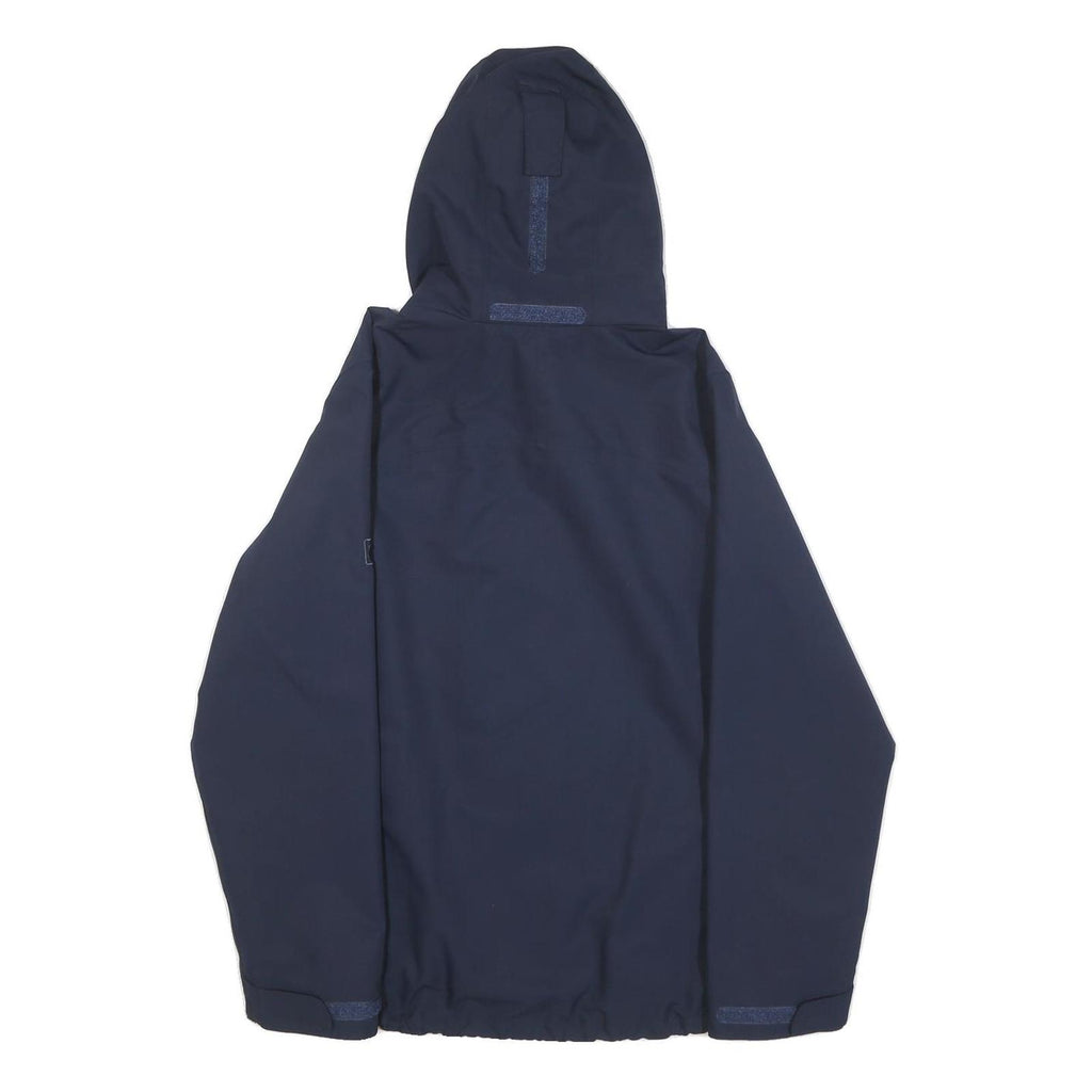 JACK WOLFSKIN Womens Navy Blue Jacket L Polyester Outdoor Zip Hooded Plain