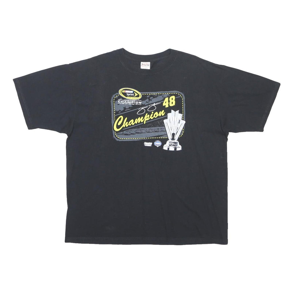CHASE AUTHENTICS Mens Black Champion Graphic T-Shirt 2XL Short Sleeve Crew Neck