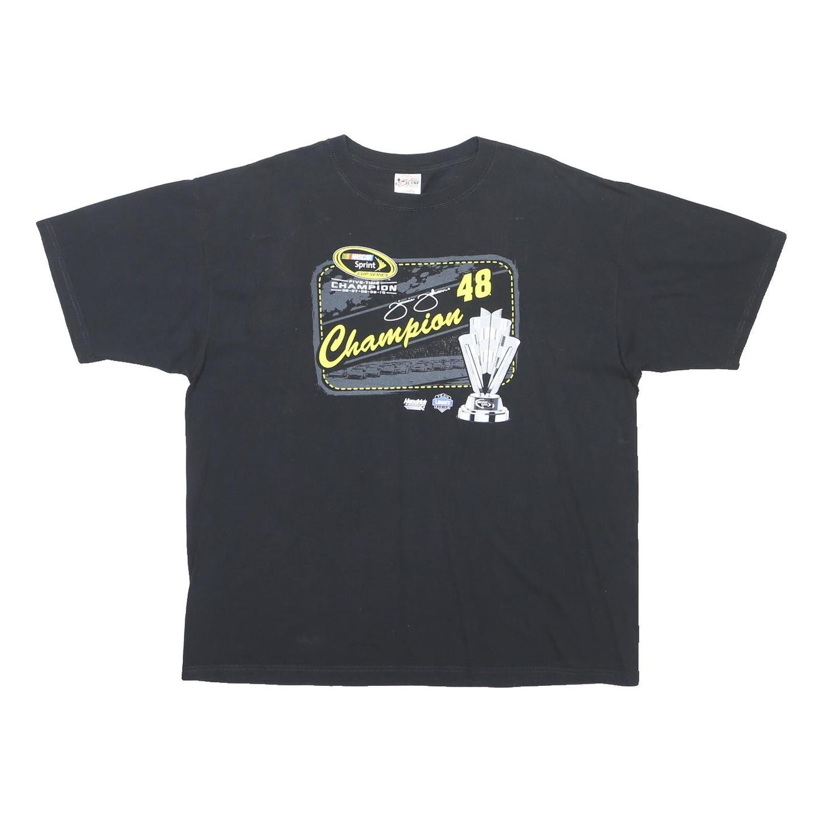 CHASE AUTHENTICS Mens Black Champion Graphic T-Shirt 2XL Short Sleeve Crew Neck