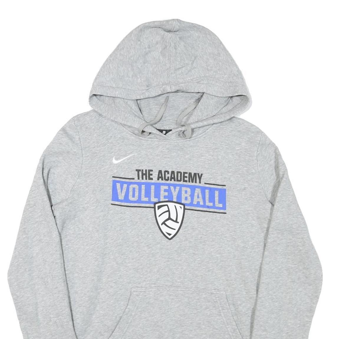 NIKE Womens Grey The Academy Volleyball Hoodie L Cotton Blend Pullover
