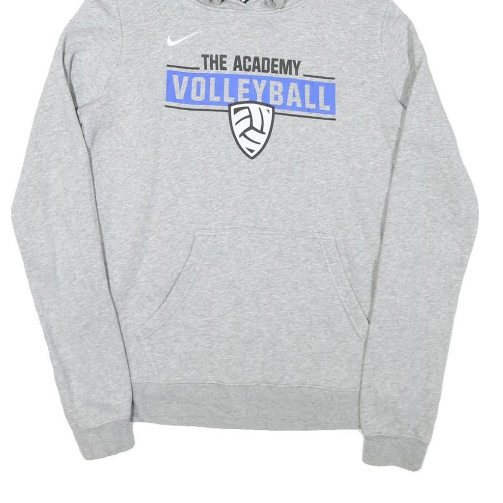 NIKE Womens Grey The Academy Volleyball Hoodie L Cotton Blend Pullover