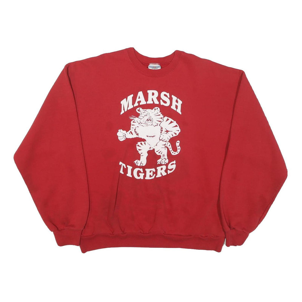 JERZEES Womens Red Marsh Tigers Crew Neck L Cotton Blend Sweatshirt Pullover