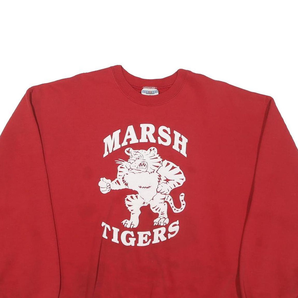 JERZEES Womens Red Marsh Tigers Crew Neck L Cotton Blend Sweatshirt Pullover