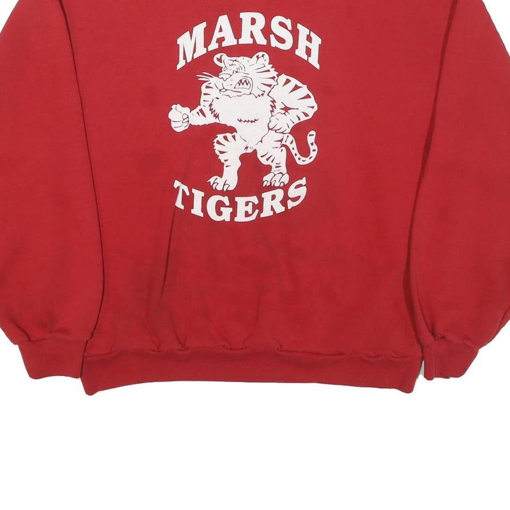 JERZEES Womens Red Marsh Tigers Crew Neck L Cotton Blend Sweatshirt Pullover