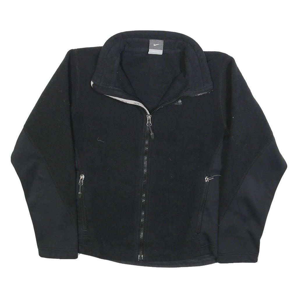 NIKE Womens Black Polyester Fleece Jacket M Zip Outdoor Casual Sportswear
