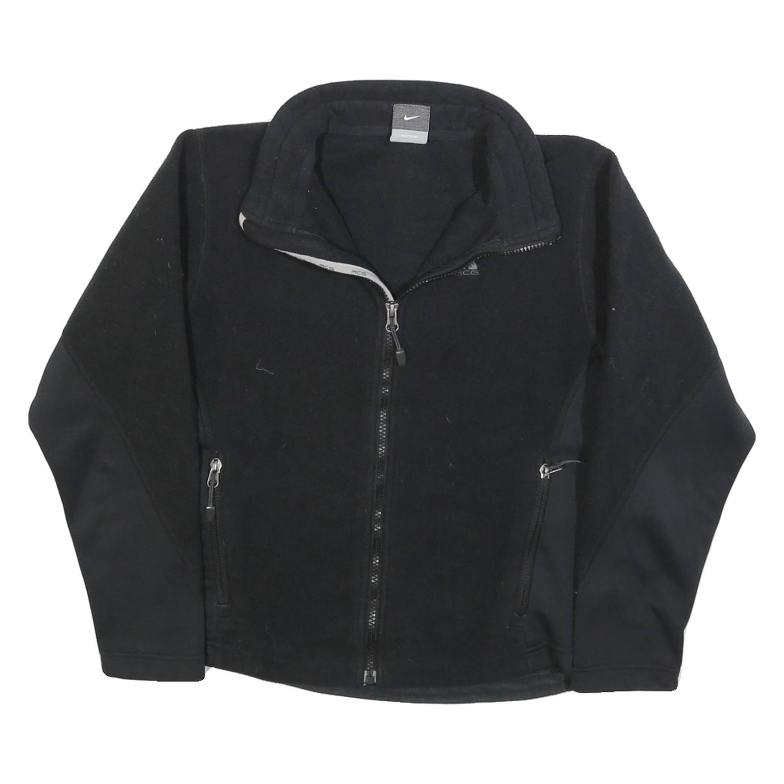 NIKE Womens Black Polyester Fleece Jacket M Zip Outdoor Casual Sportswear
