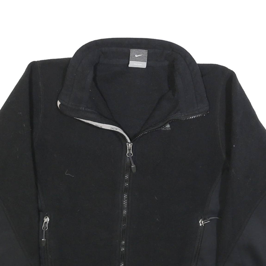 NIKE Womens Black Polyester Fleece Jacket M Zip Outdoor Casual Sportswear