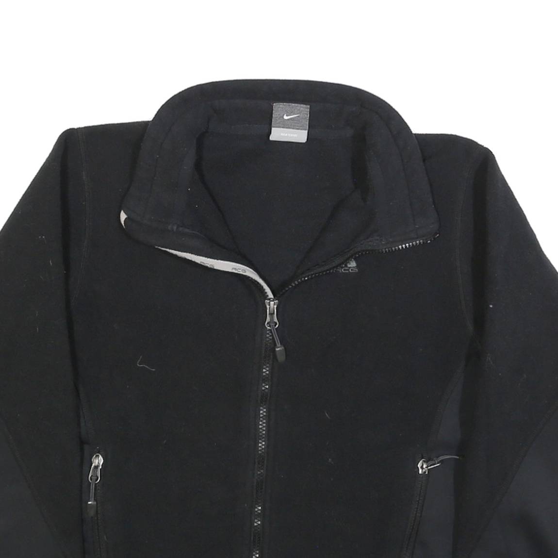 NIKE Womens Black Polyester Fleece Jacket M Zip Outdoor Casual Sportswear