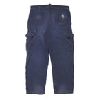 CARHARTT Mens Navy Relaxed Cargo Trousers W36 L29 Cotton Blend Workwear