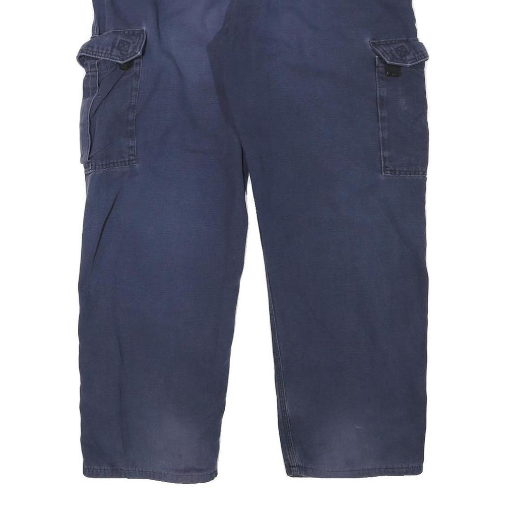 CARHARTT Mens Navy Relaxed Cargo Trousers W36 L29 Cotton Blend Workwear