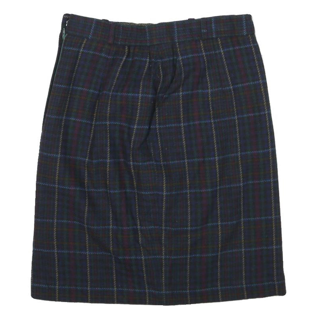 LIT ANNA Womens Blue Check Pencil Knee Length Woven Skirt M Classic Polyester