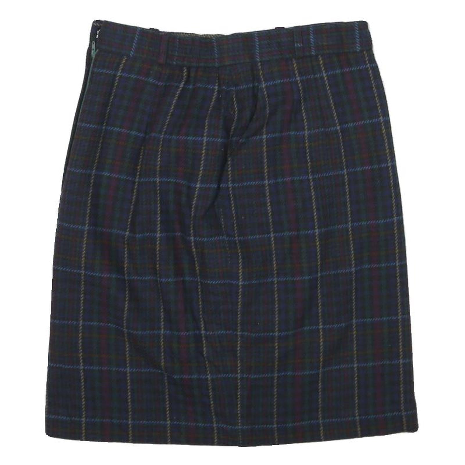 LIT ANNA Womens Blue Check Pencil Knee Length Woven Skirt M Classic Polyester