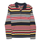 TOMMY HILFIGER Womens Navy Red Yellow Striped Long Sleeve Polo Shirt XS