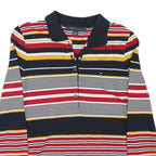 TOMMY HILFIGER Womens Navy Red Yellow Striped Long Sleeve Polo Shirt XS