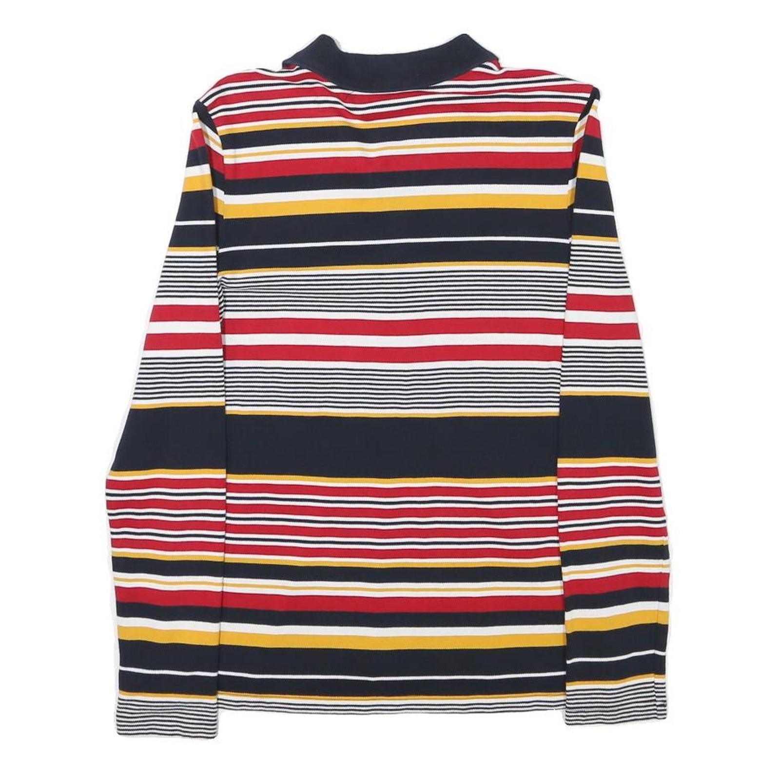 TOMMY HILFIGER Womens Navy Red Yellow Striped Long Sleeve Polo Shirt XS