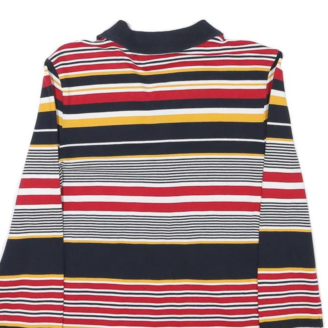 TOMMY HILFIGER Womens Navy Red Yellow Striped Long Sleeve Polo Shirt XS