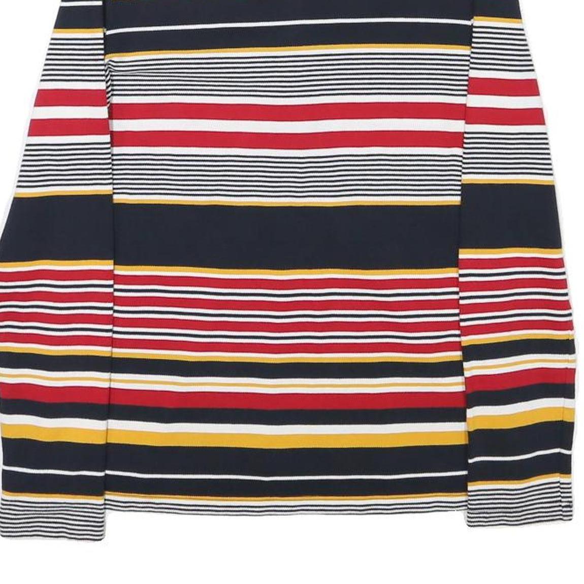 TOMMY HILFIGER Womens Navy Red Yellow Striped Long Sleeve Polo Shirt XS