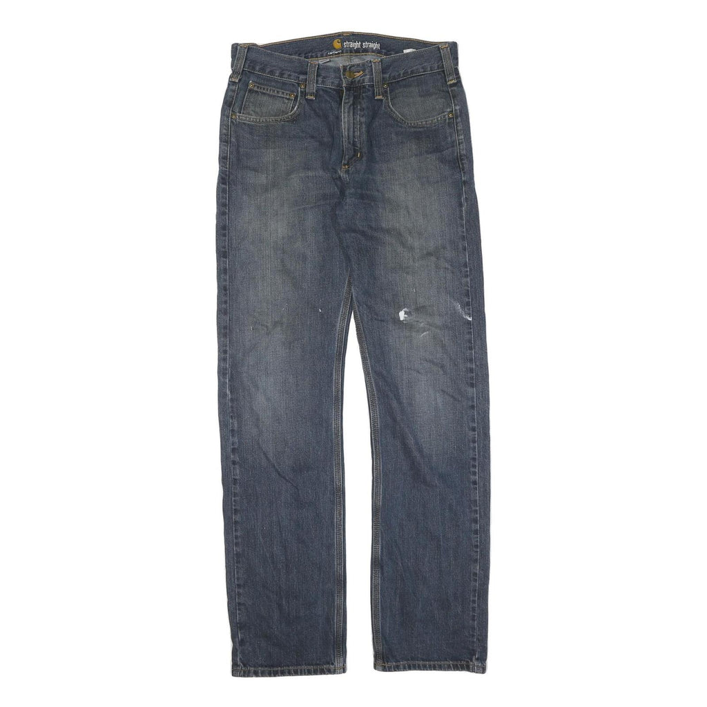 CARHARTT Mens Blue Regular Straight Denim Light W32 L34 Workwear Zip Jeans