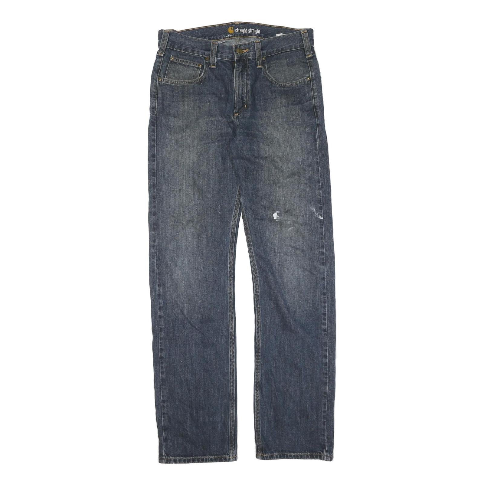 CARHARTT Mens Blue Regular Straight Denim Light W32 L34 Workwear Zip Jeans