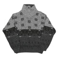 NICK TAYLOR SPORTSWEAR Mens Grey Black Patterned Roll Neck Chunky Knit Jumper L