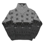 NICK TAYLOR SPORTSWEAR Mens Grey Black Patterned Roll Neck Chunky Knit Jumper L