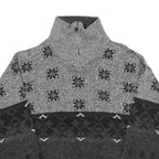 NICK TAYLOR SPORTSWEAR Mens Grey Black Patterned Roll Neck Chunky Knit Jumper L