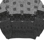 NICK TAYLOR SPORTSWEAR Mens Grey Black Patterned Roll Neck Chunky Knit Jumper L