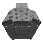 NICK TAYLOR SPORTSWEAR Mens Grey Black Patterned Roll Neck Chunky Knit Jumper L