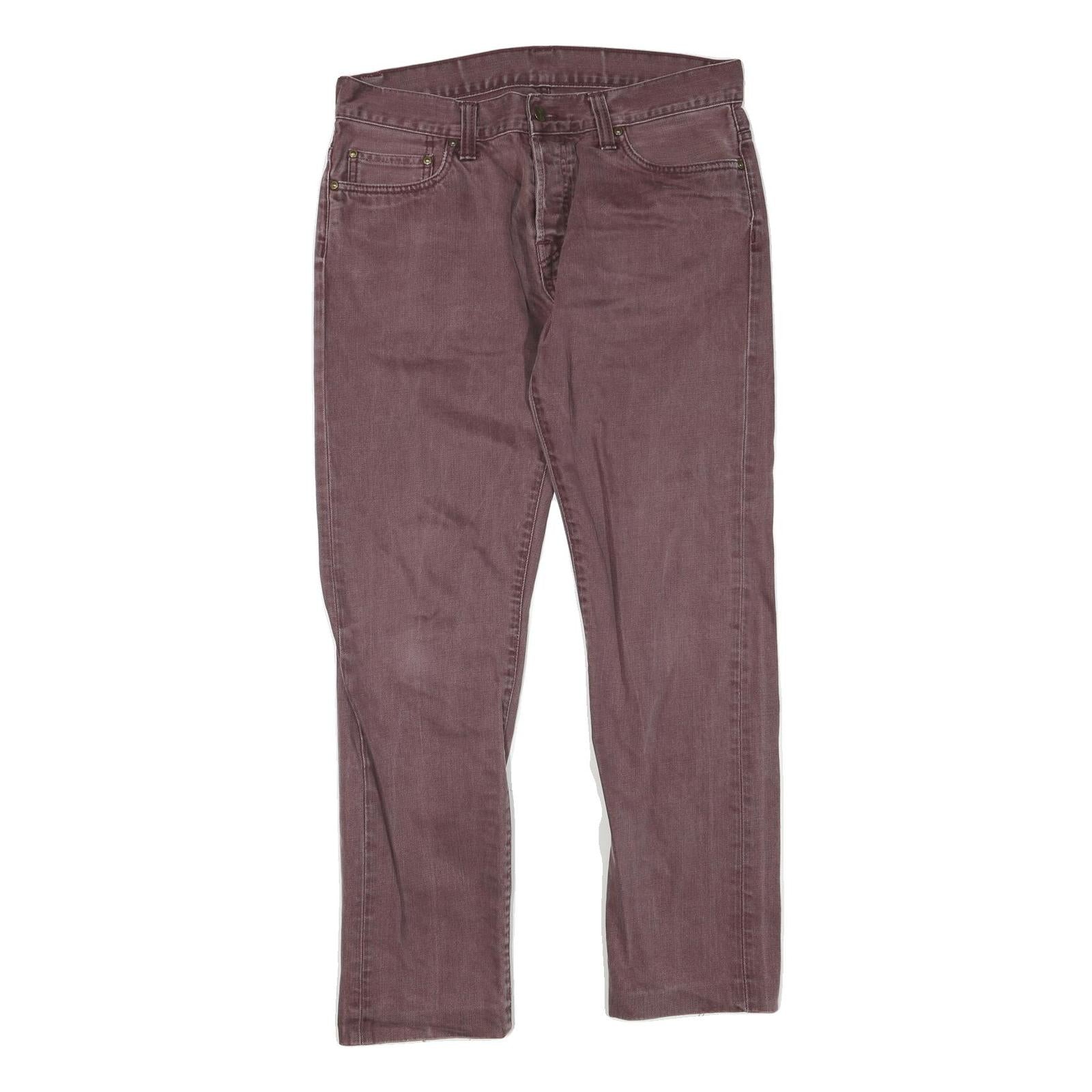 CARHARTT Womens Regular Fit Straight Leg Denim Burgundy W32 L30 Casual Cotton