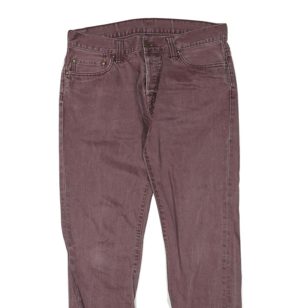 CARHARTT Womens Regular Fit Straight Leg Denim Burgundy W32 L30 Casual Cotton