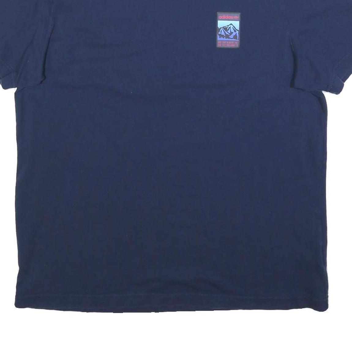 ADIDAS Mens Navy Blue Graphic T-Shirt L Short Sleeve Crew Neck Logo Print