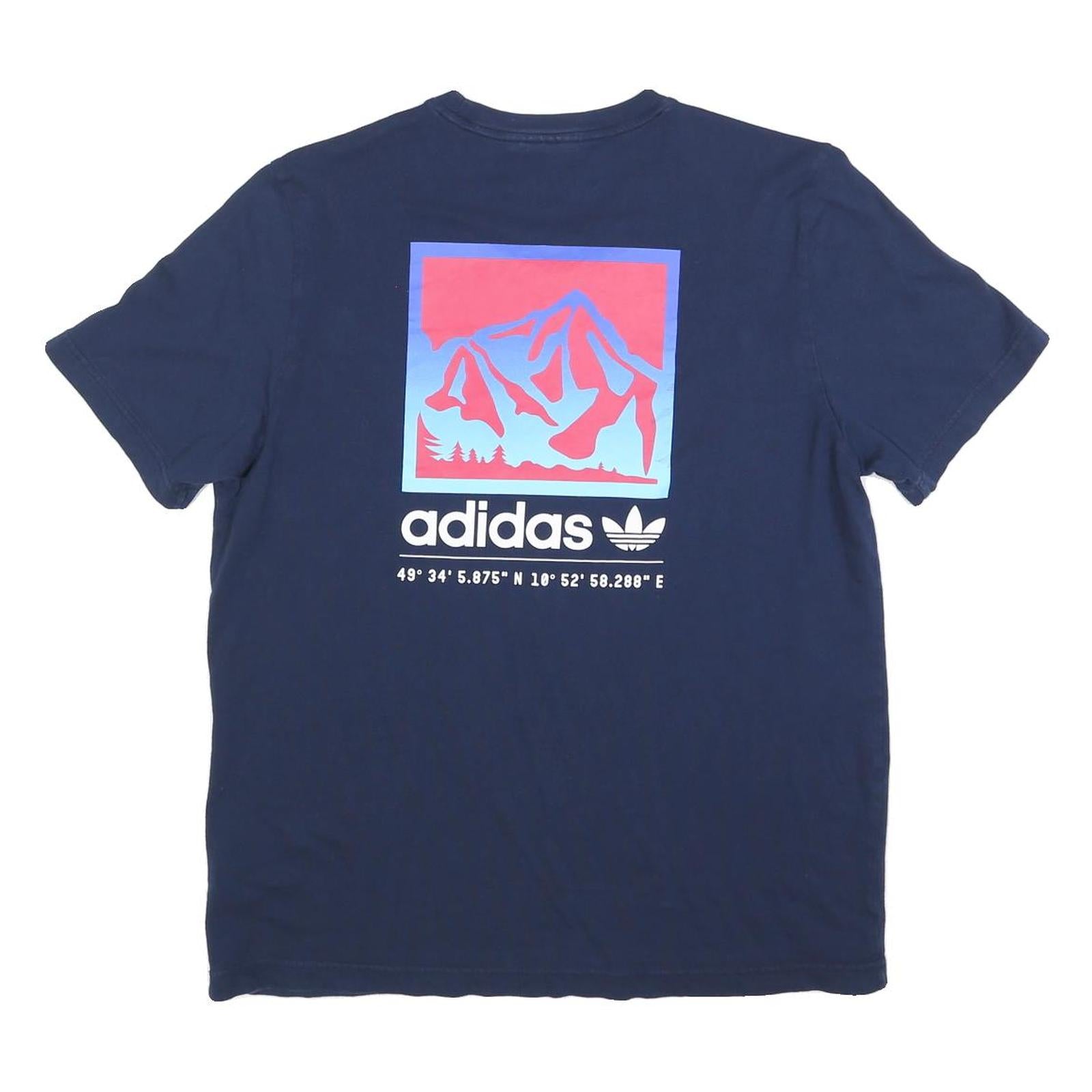 ADIDAS Mens Navy Blue Graphic T-Shirt L Short Sleeve Crew Neck Logo Print