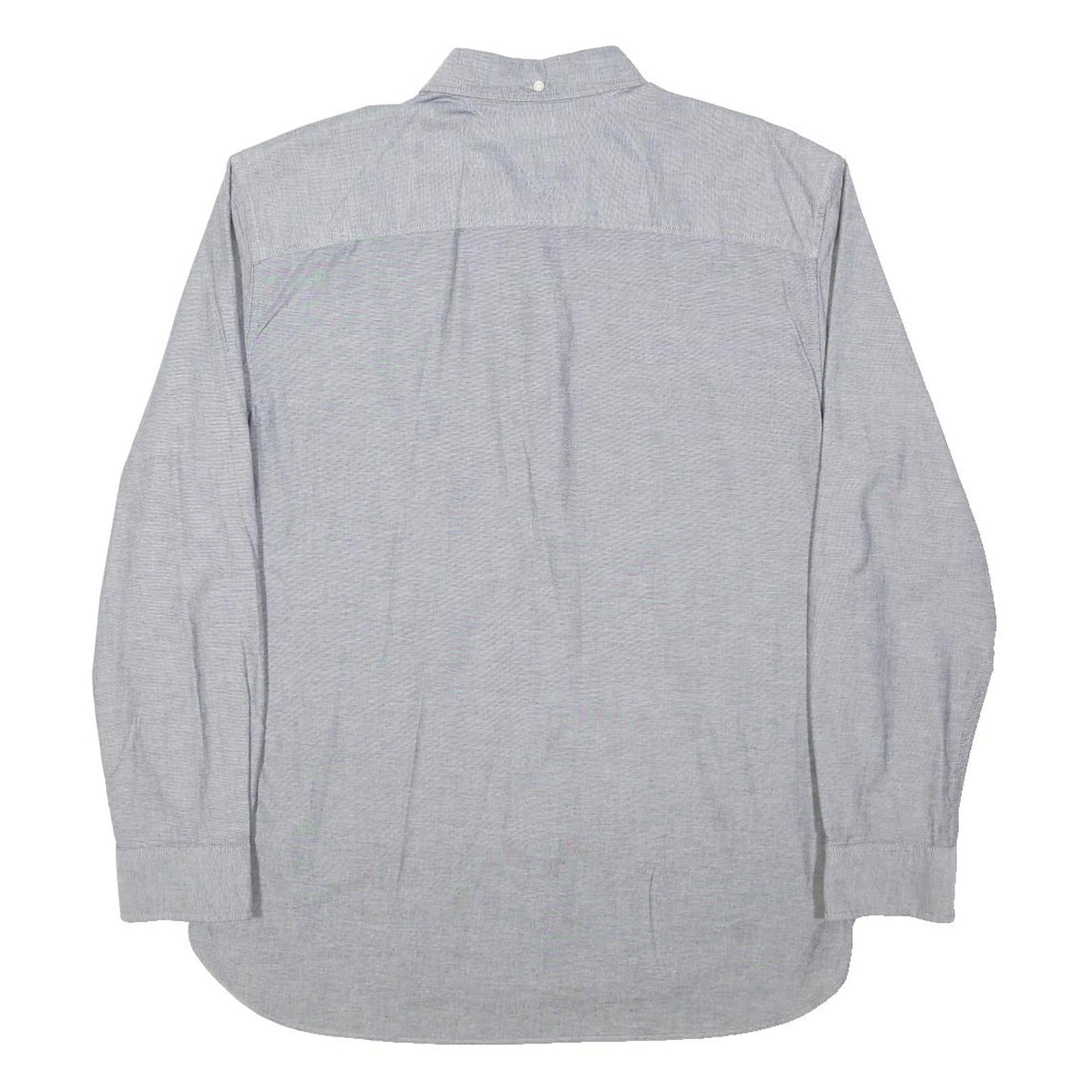 TOMMY HILFIGER Mens Grey Shirt XL Button Down Classic Fit Cotton Long Sleeve