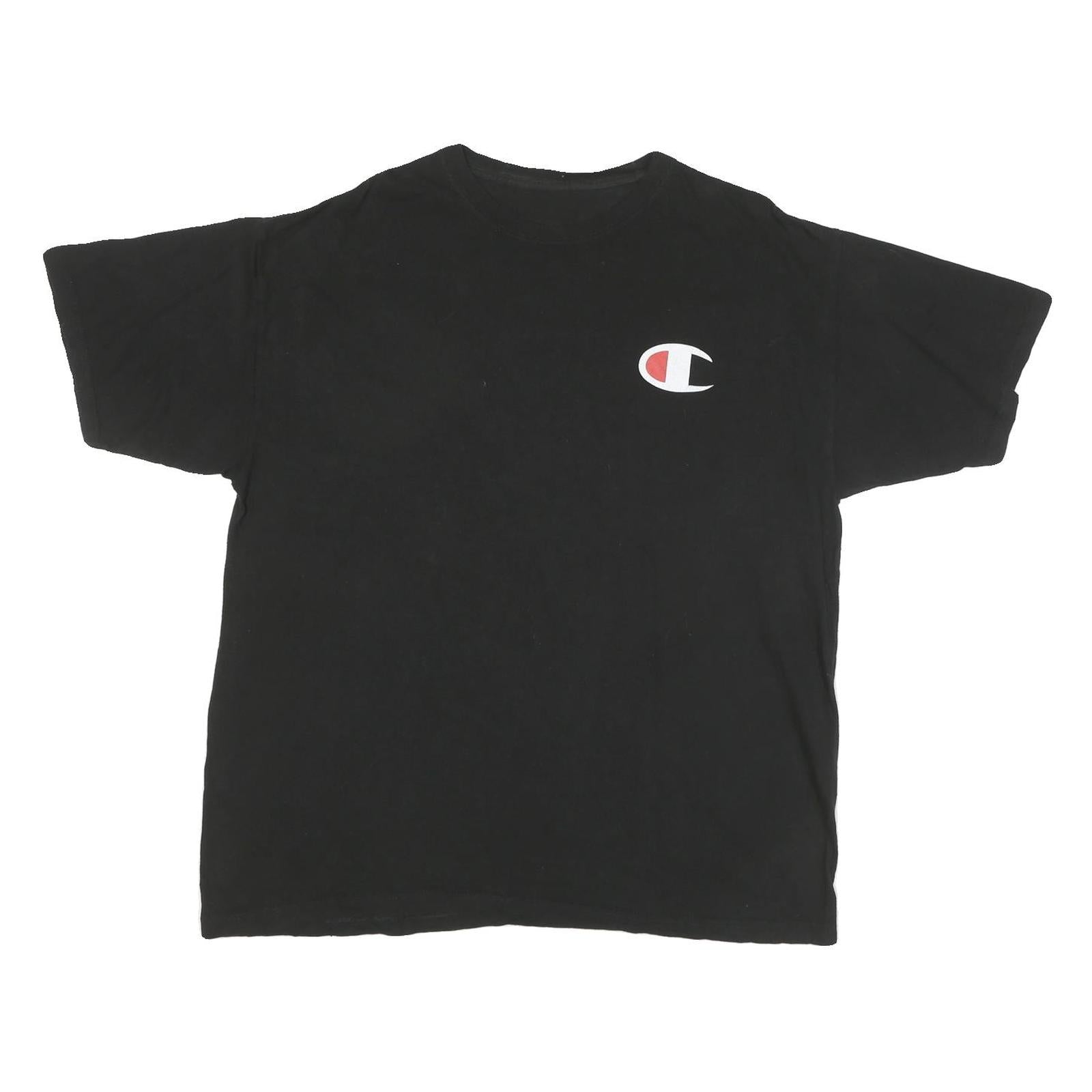 CHAMPION Mens Black Graphic T-Shirt XL Short Sleeve Crew Neck Logo