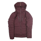 DECATHLON Womens Maroon Burgundy Puffer Jacket L Polyester Zip Hooded Sportswear