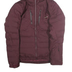 DECATHLON Womens Maroon Burgundy Puffer Jacket L Polyester Zip Hooded Sportswear