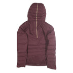DECATHLON Womens Maroon Burgundy Puffer Jacket L Polyester Zip Hooded Sportswear