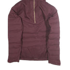 DECATHLON Womens Maroon Burgundy Puffer Jacket L Polyester Zip Hooded Sportswear