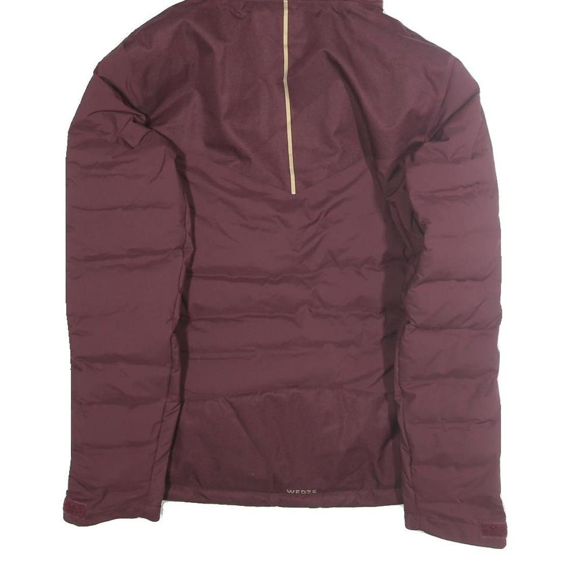 DECATHLON Womens Maroon Burgundy Puffer Jacket L Polyester Zip Hooded Sportswear