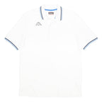 KAPPA Mens White & Blue Short Sleeve Polo Shirt L Cotton Casual Sports
