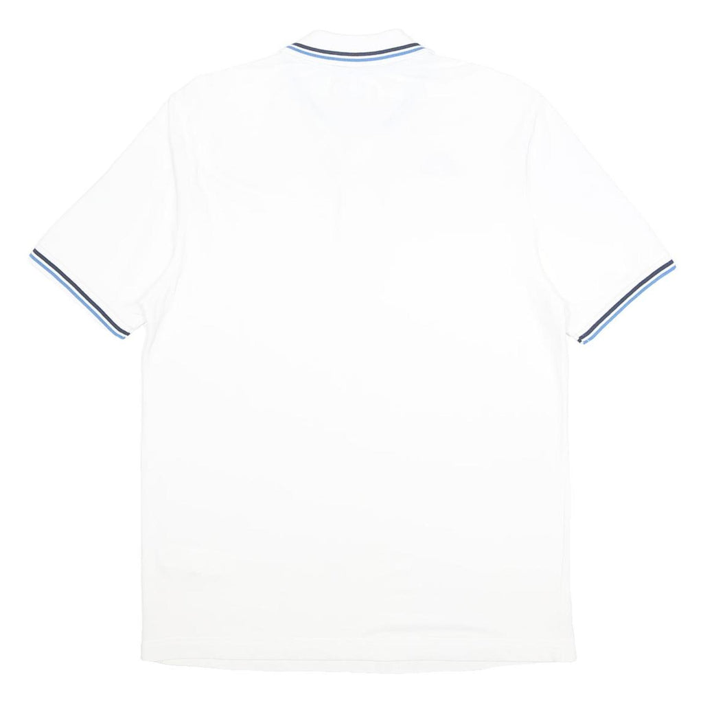 KAPPA Mens White & Blue Short Sleeve Polo Shirt L Cotton Casual Sports