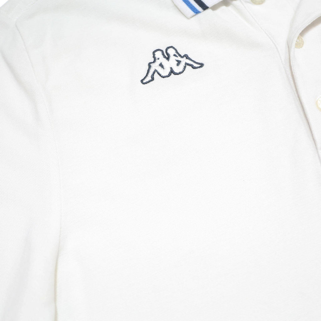 KAPPA Mens White & Blue Short Sleeve Polo Shirt L Cotton Casual Sports