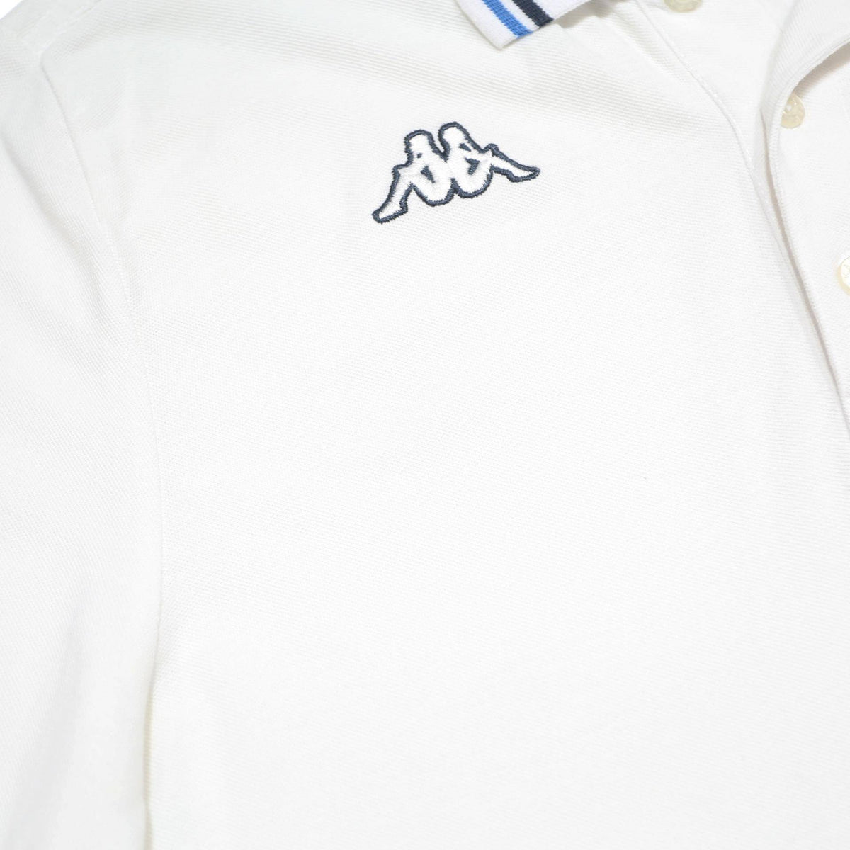 KAPPA Mens White & Blue Short Sleeve Polo Shirt L Cotton Casual Sports
