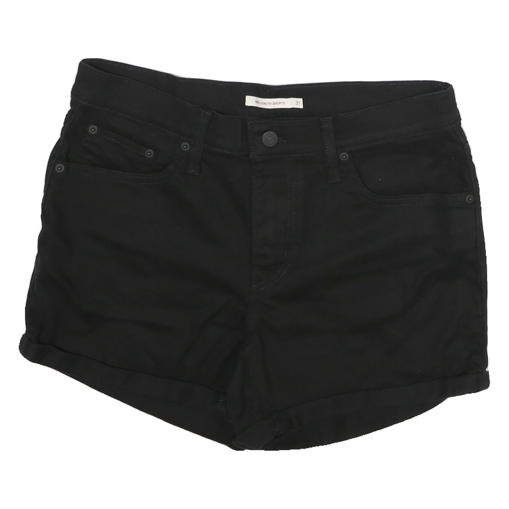LEVI'S Womens Shorts Black Casual Plain L W32 Denim Cotton Blend Mid Length