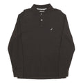 NAUTICA Mens Black Long Sleeve Plain Polo Shirt M Cotton Blend Classic Comfort